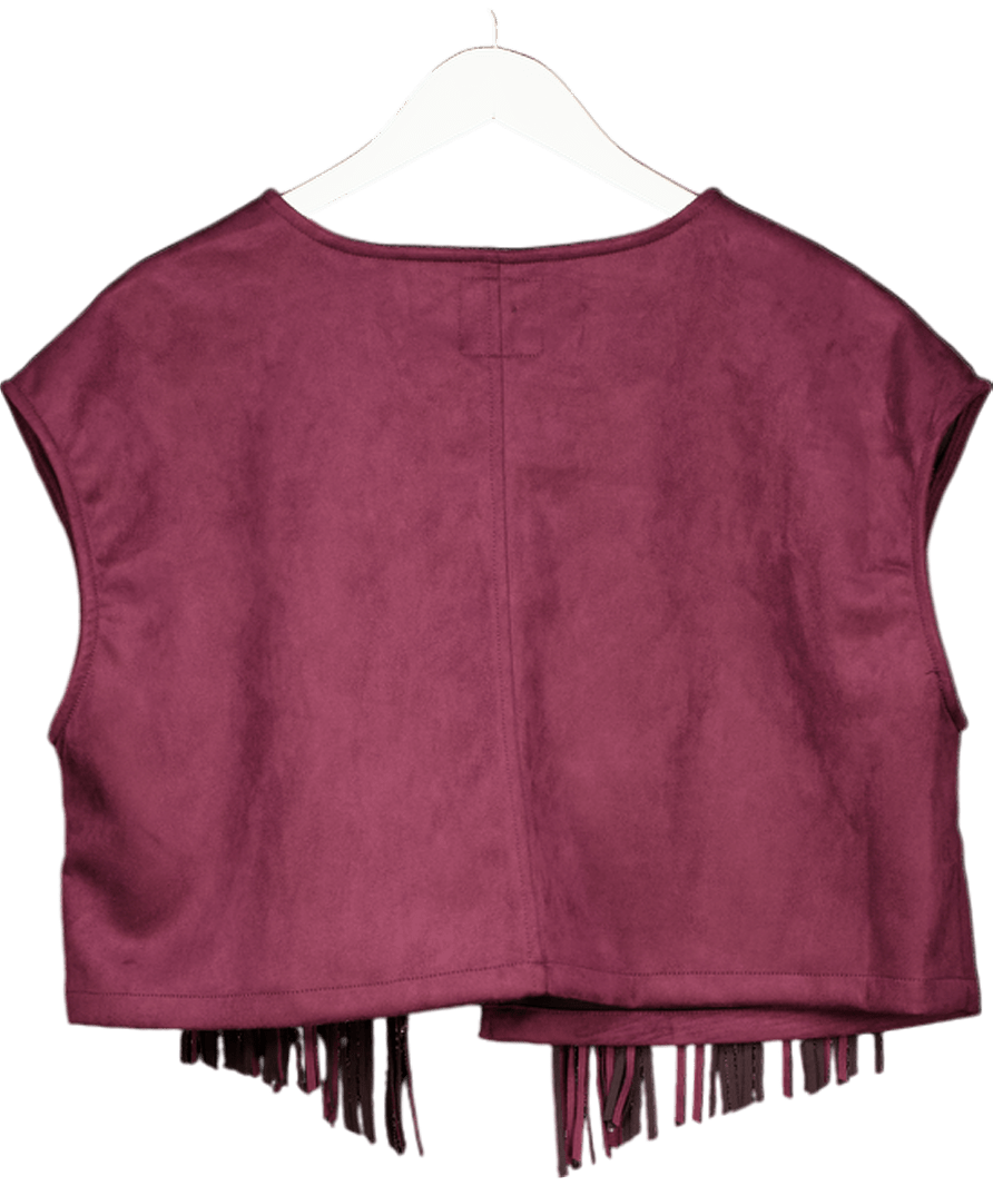 V by Very Red Burgundy Plum Suedette Fringe Vest UK 18 - Reliked