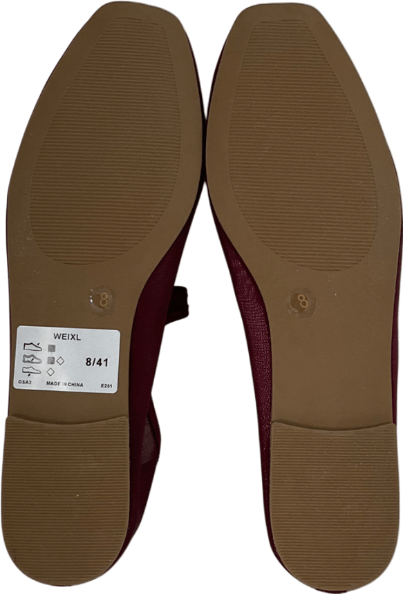 V by Very Red Mary Jane Mesh Ballet Pumps UK 8 EU 41 👠 - Reliked