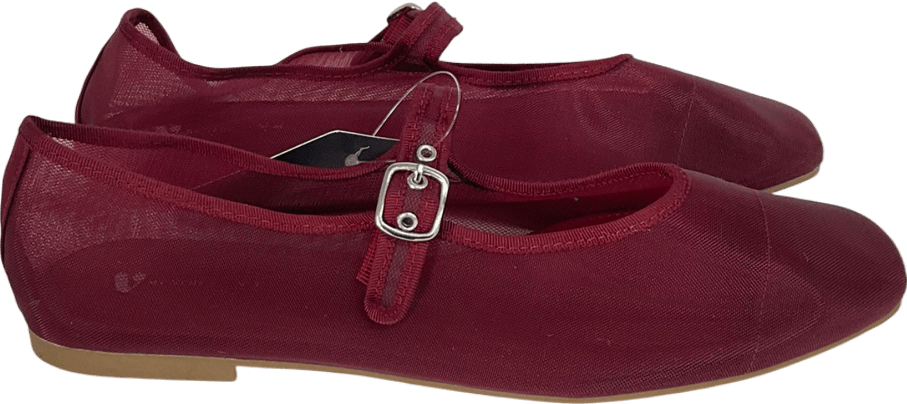 V by Very Red Mary Jane Mesh Ballet Pumps UK 8 EU 41 👠 - Reliked