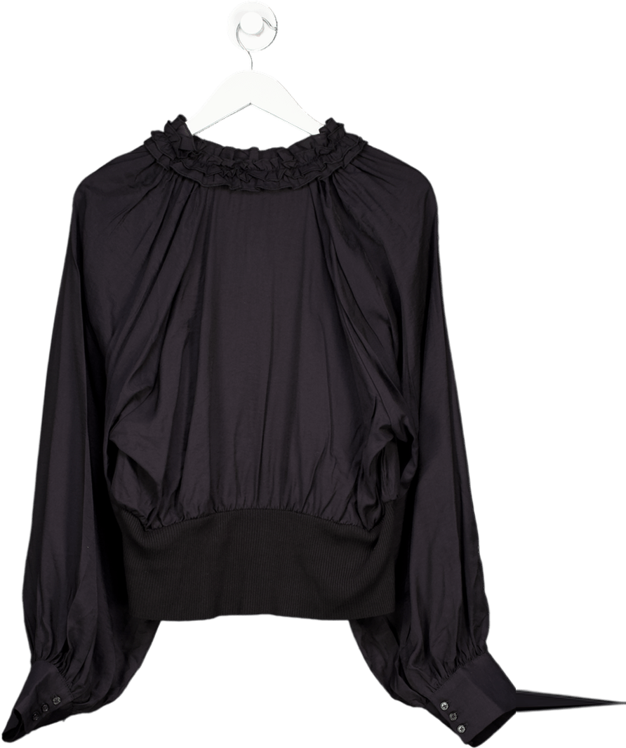 V by Very Ruffle Rib Bottom Blouse - Black UK 20 - Reliked