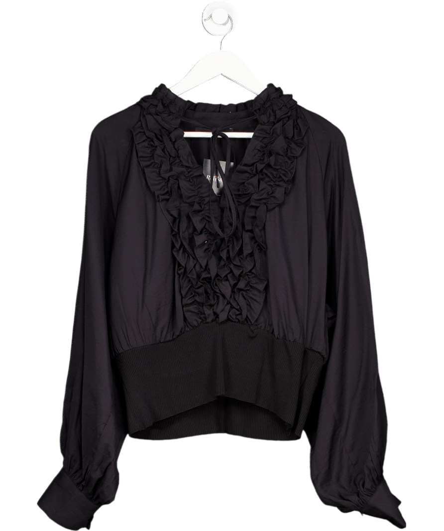 V by Very Ruffle Rib Bottom Blouse - Black UK 20 - Reliked