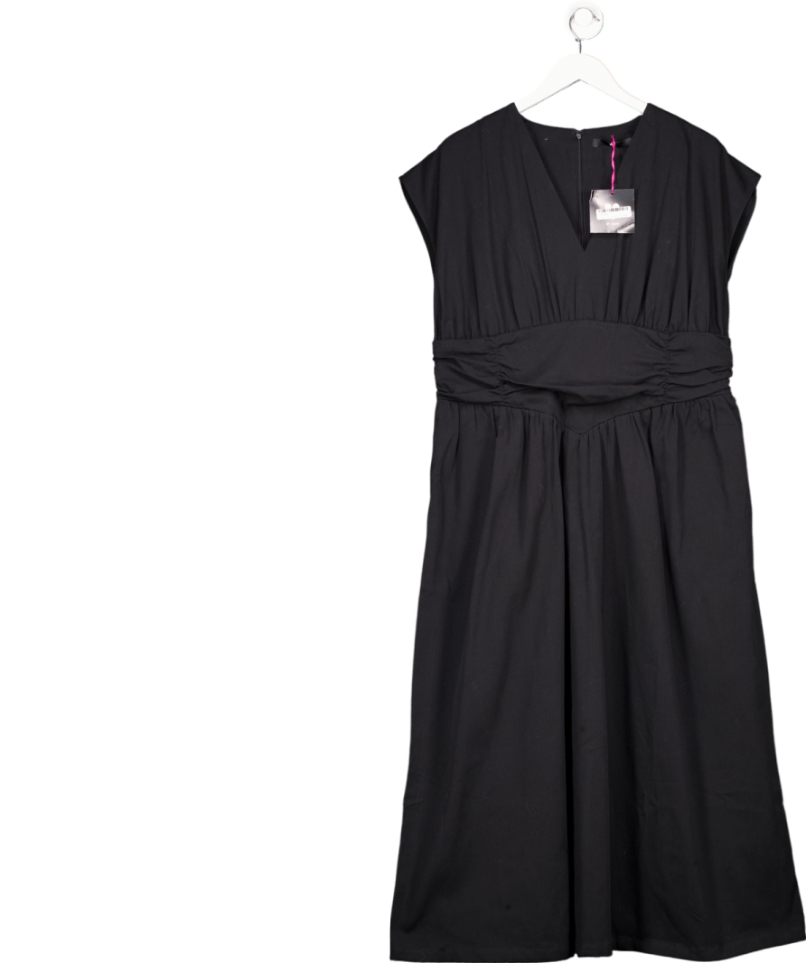 V by Very Shirred Waist V - neck Midaxi Dress - Black UK 18 - Reliked
