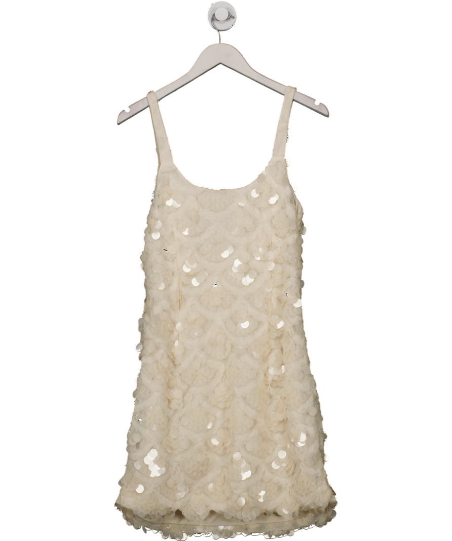V by Very V By Very Sequin Mini Shift Dress In Cream UK 16 - Reliked