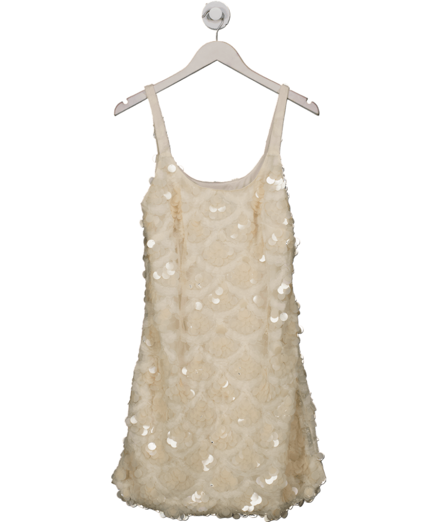 V by Very V By Very Sequin Mini Shift Dress In Cream UK 16 - Reliked