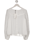 V By Very White Pleated Broderie Detail Blouse UK 8 - Reliked