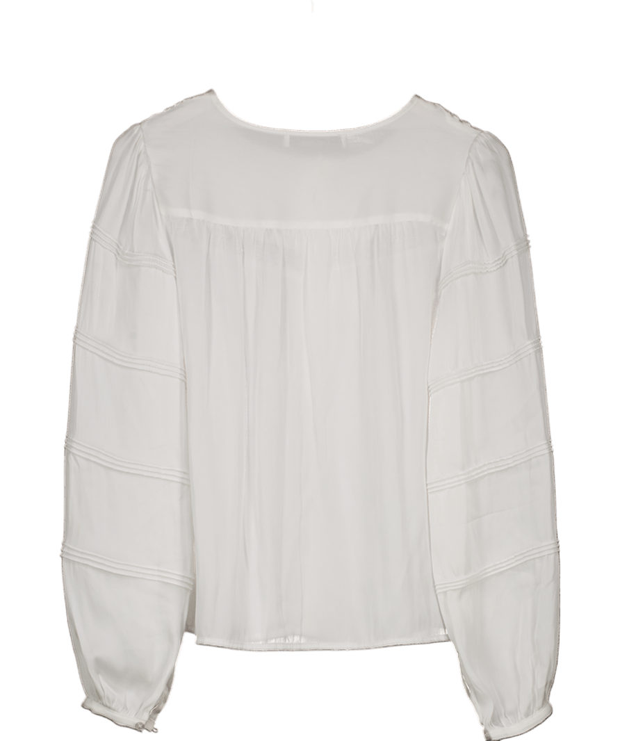 V By Very White Pleated Broderie Detail Blouse UK 8 - Reliked