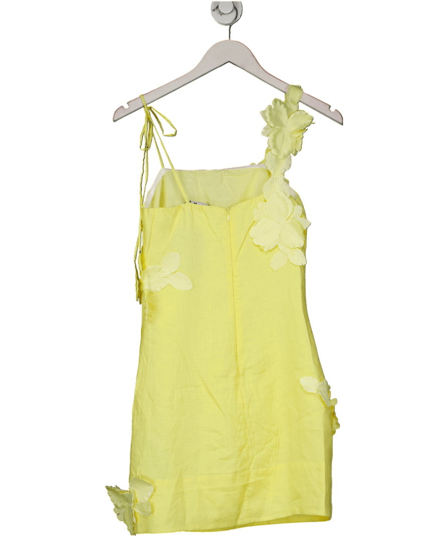 V By Very Yellow Floral Applique Mini Dress UK 8 - Reliked