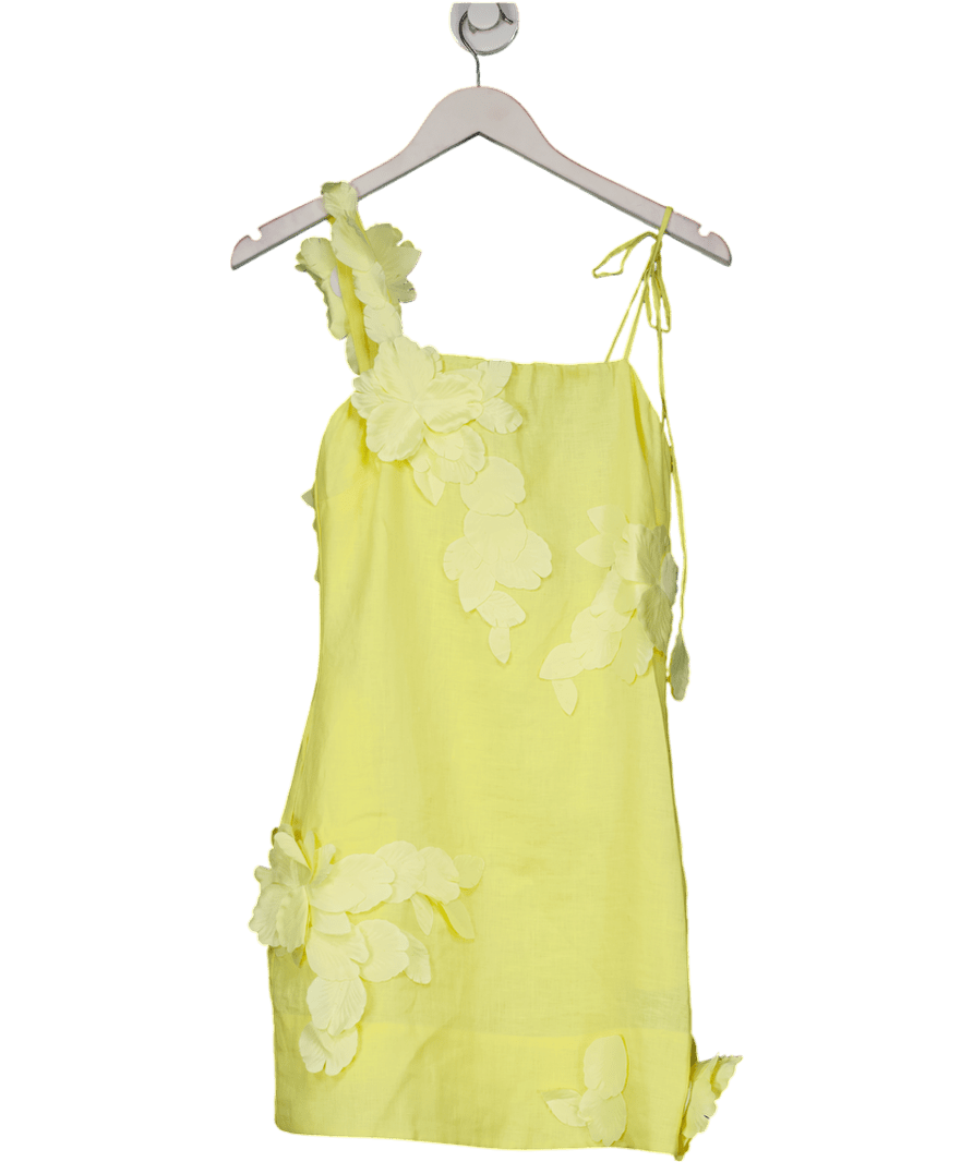 V By Very Yellow Floral Applique Mini Dress UK 8 - Reliked