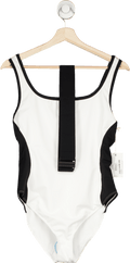 Vaara Black & White Fashion Belted Swimsuit UK L - Reliked