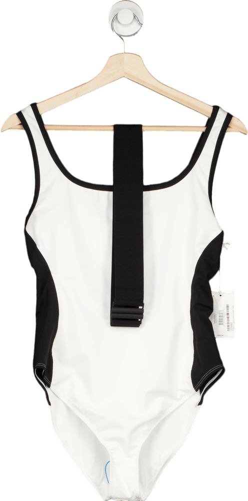 Vaara Black & White Fashion Belted Swimsuit UK L - Reliked