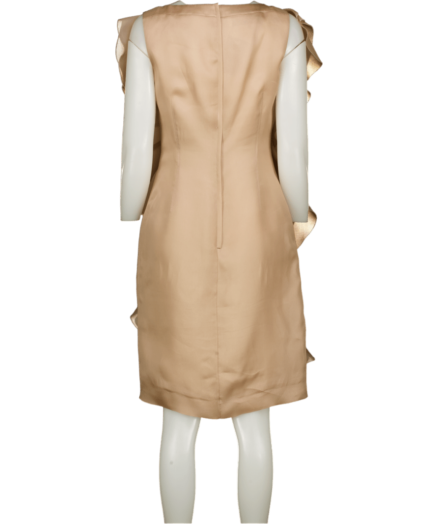 Valentino Couture Beige Ruffle Detail Shift Dress UK 10 - Reliked