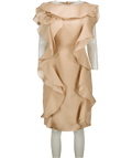 Valentino Couture Beige Ruffle Detail Shift Dress UK 10 - Reliked