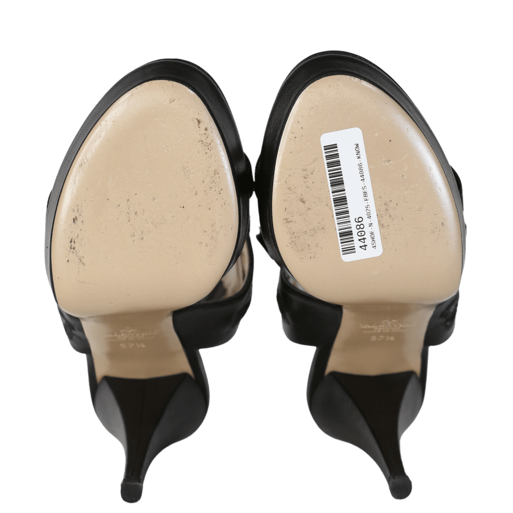 Valentino Garavani Black Leather And Lace Ankle Cuff Heels UK 4.5 EU 37.5 👠 - Reliked