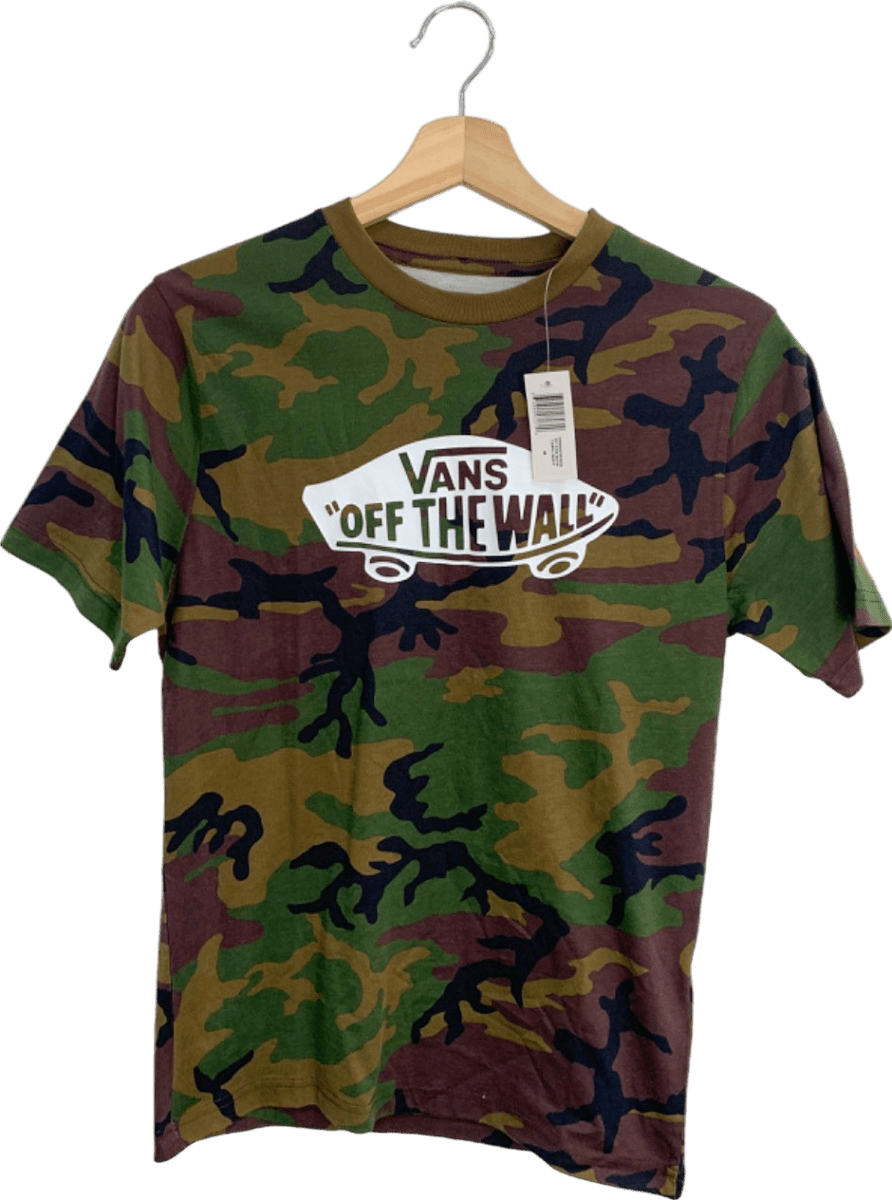 Vans Camouflage 'Off The Wall' Boys T-Shirt Medium - Reliked