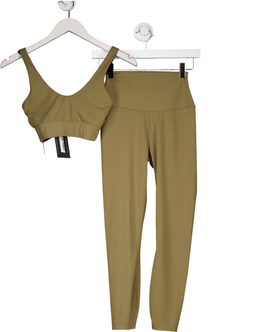 Varley 2 - piece Khaki Green Activewear Bra & Leggings Set UK S - Reliked