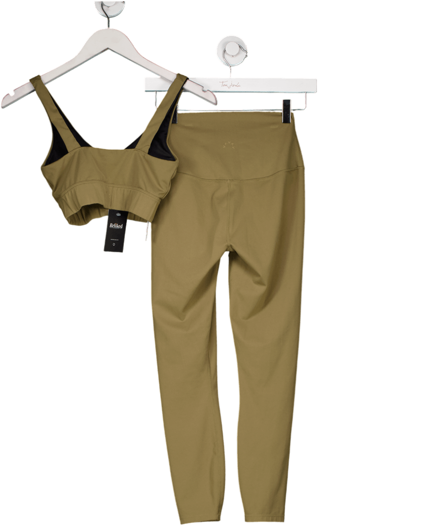 Varley 2 - piece Khaki Green Activewear Bra & Leggings Set UK S - Reliked