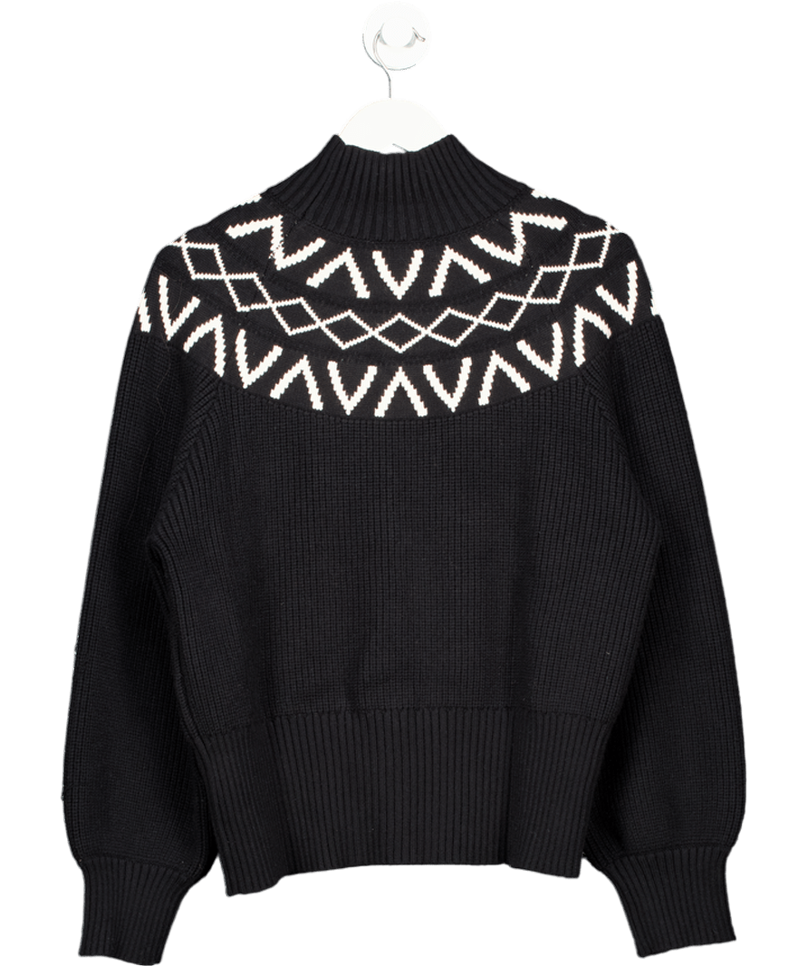 Varley Black Marcie Fairisle Pattern Yoke Knit Jumper UK M - Reliked