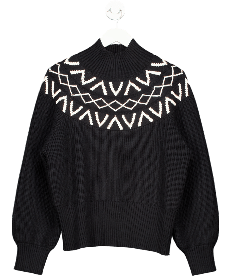 Varley Black Marcie Fairisle Pattern Yoke Knit Jumper UK M - Reliked