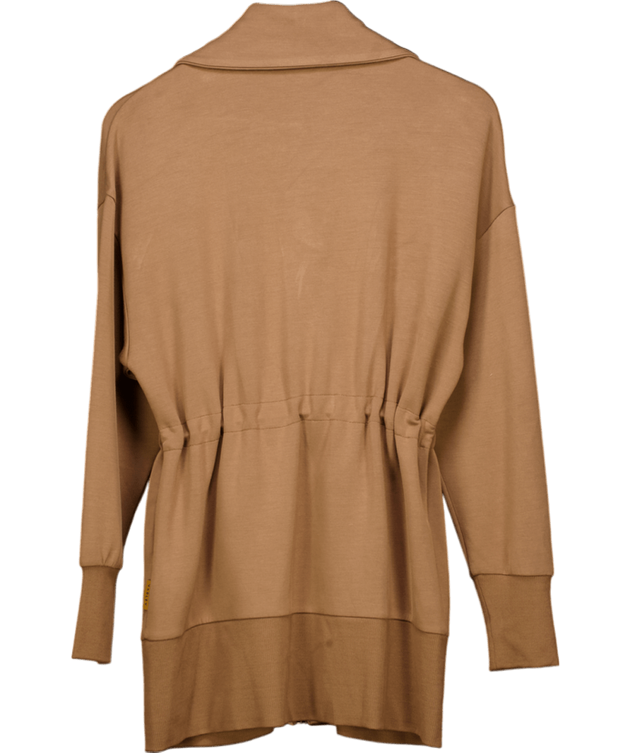 Varley Brown Doublesoft Ridgefield Longline Zip - through Sweat Jacket UK XS - Reliked