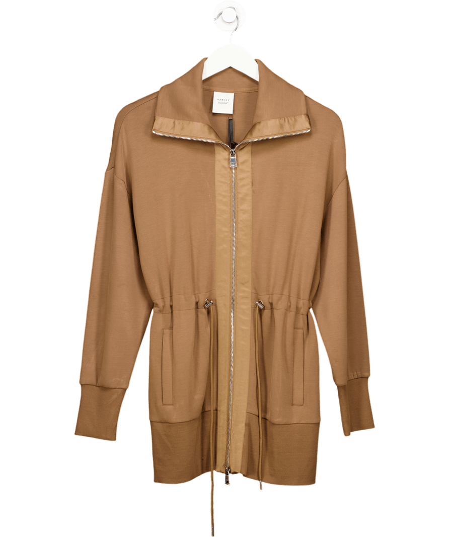 Varley Brown Doublesoft Ridgefield Longline Zip - through Sweat Jacket UK XS - Reliked