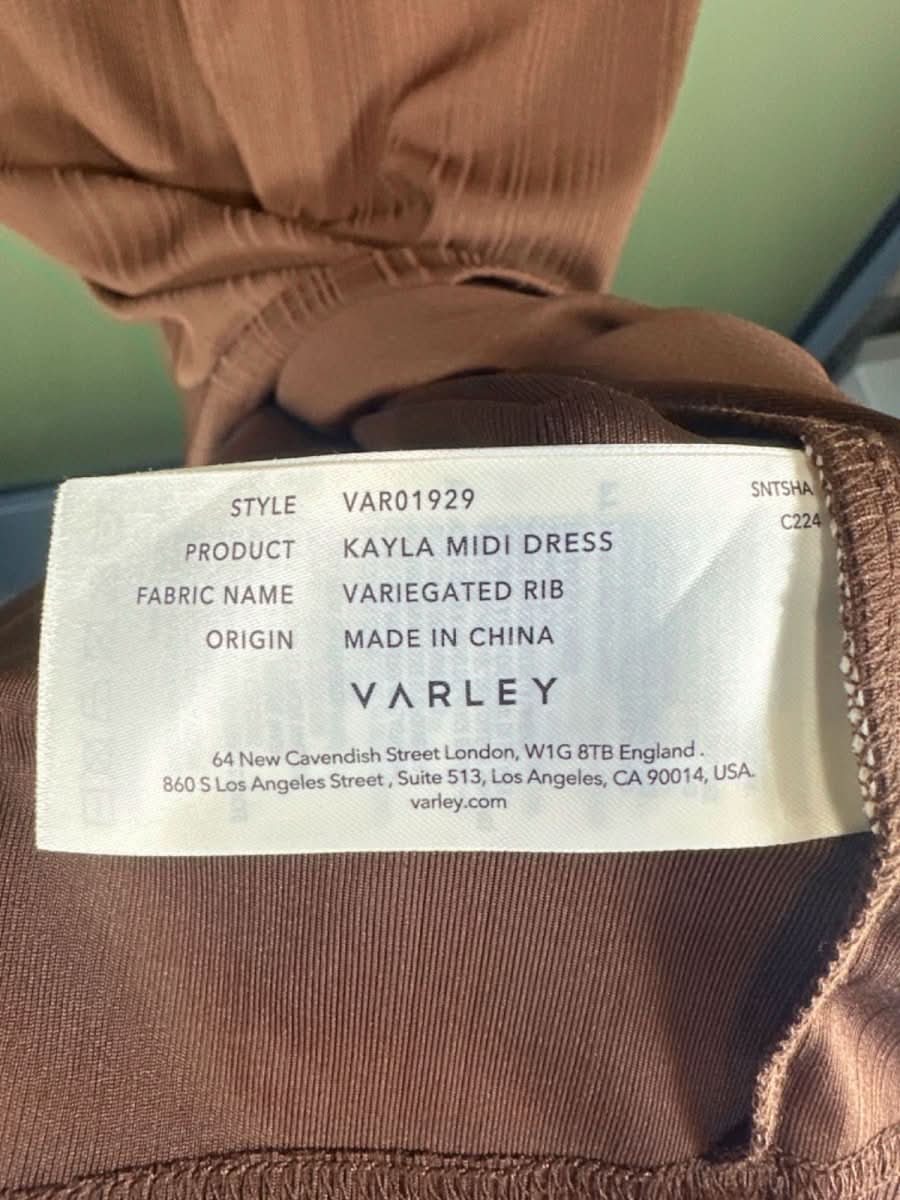 Varley Brown Kayla Midi Dress UK XS - Reliked