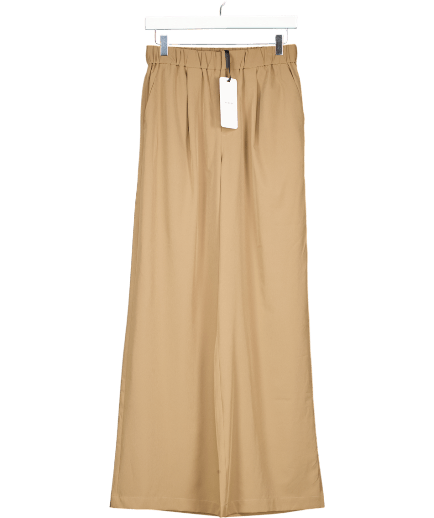 Varley Brown Taupe Kayson Wide Leg Pant 32" UK S - Reliked