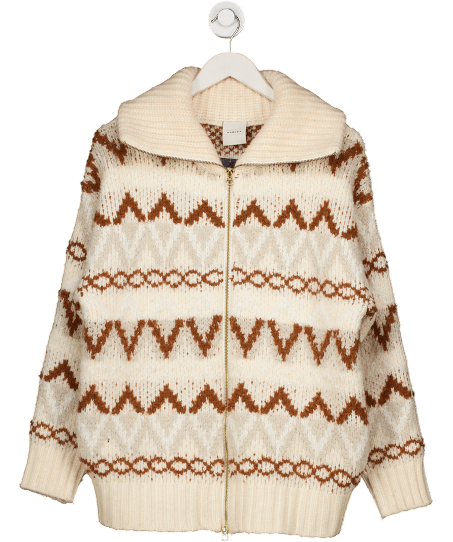 Varley Cream Brooke Fair Isle Knit Jumper UK M - Reliked