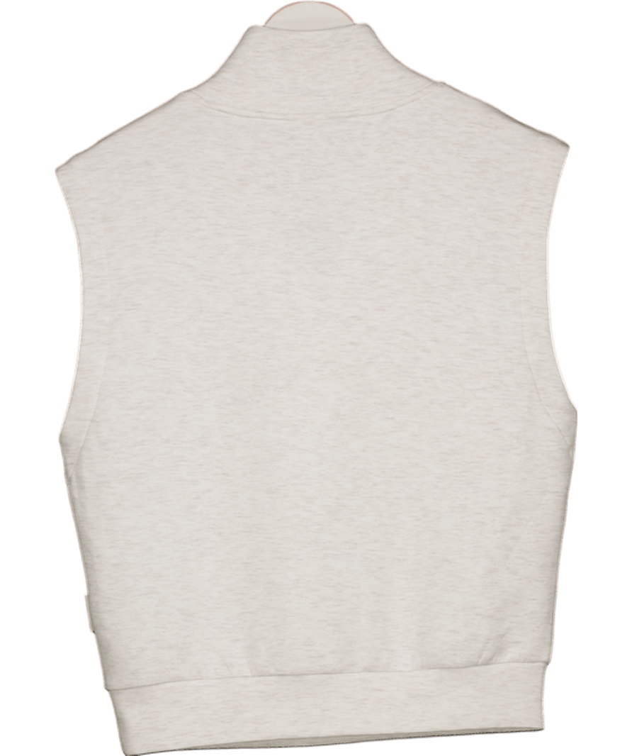 Varley Cream Marl Doublesoft Loretta Half - zip Sleeveless Sweat Top UK S - Reliked