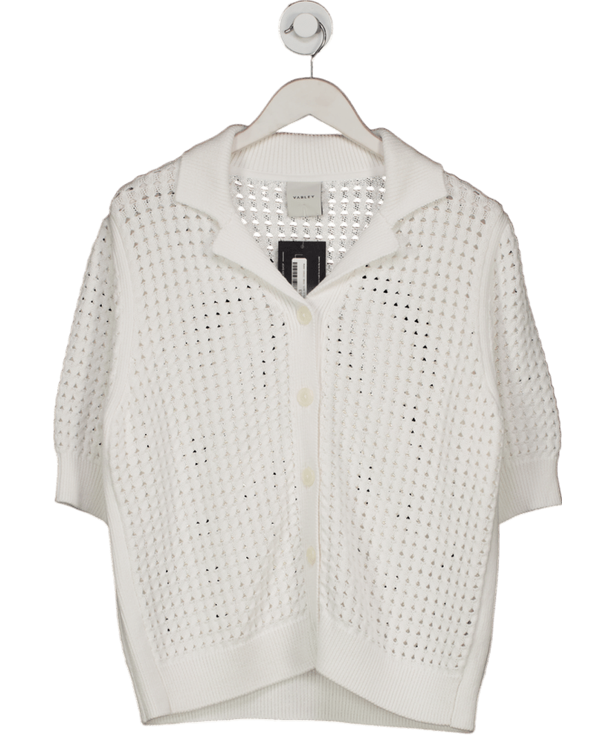 Varley White Ellie Open - knit Cotton Shirt UK S - Reliked