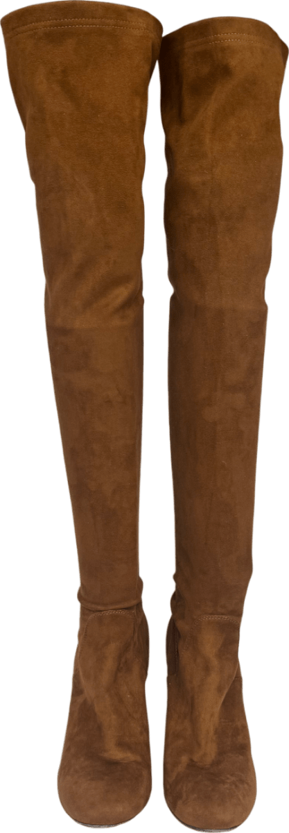 Vero Cuoio Brown Suede Leather Over The Knee Boots UK 5 EU 38 👠 - Reliked