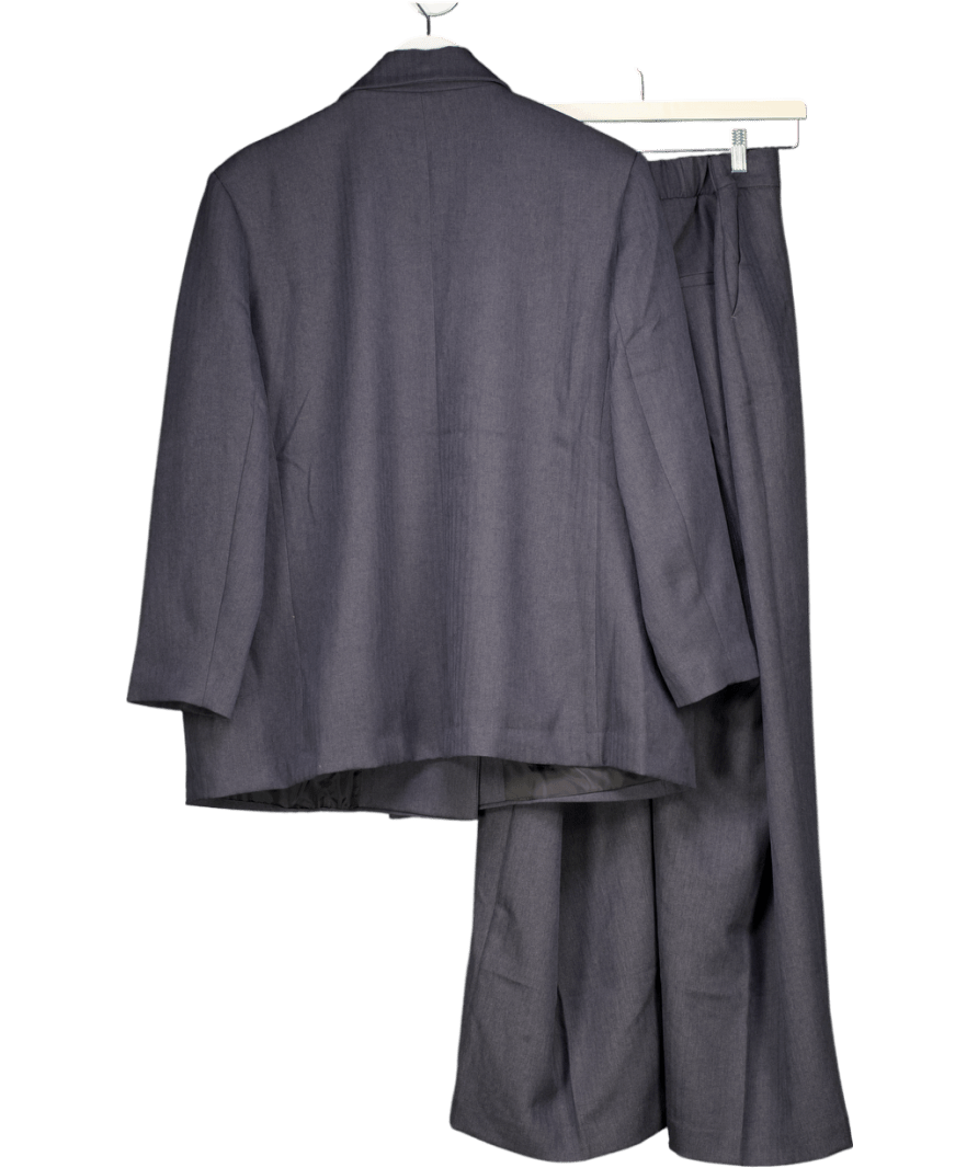Vero Moda Curve 2 - piece Tailored Herringbone Blazer & Wide Leg Set In Dark Grey Melange UK 18 - Reliked
