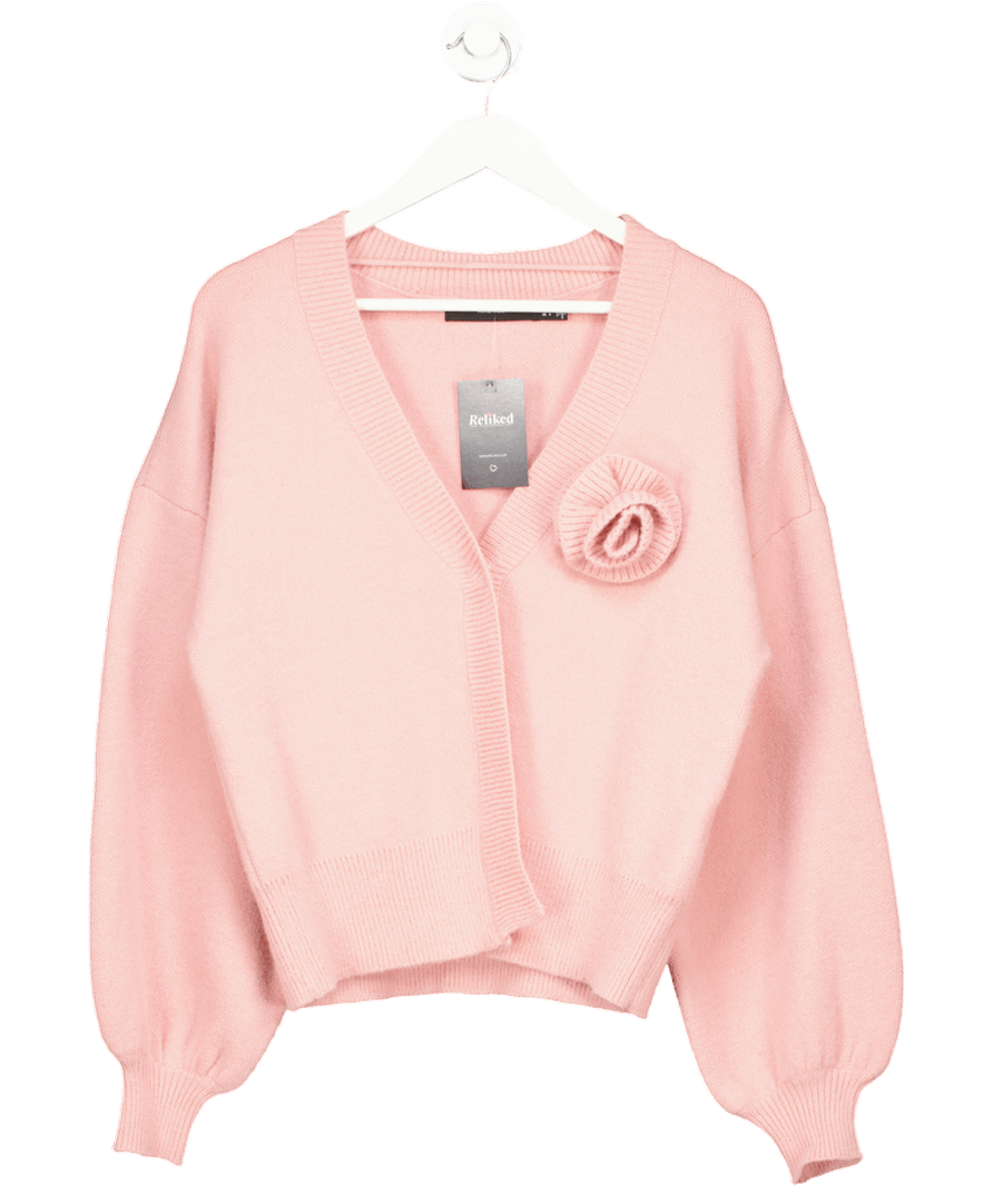 Vero Moda Pink Carrie Long Sleeve Cardigan With Rosette UK S - Reliked