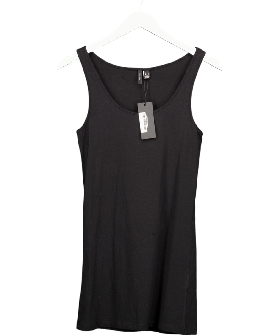 Vero Moda Soft Longline Tank Top In Black UK L - Reliked