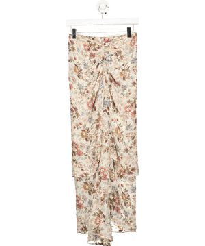Veronica Beard Multicoloured Sira Silk Ruched High-low Skirt Sz0 UK 4