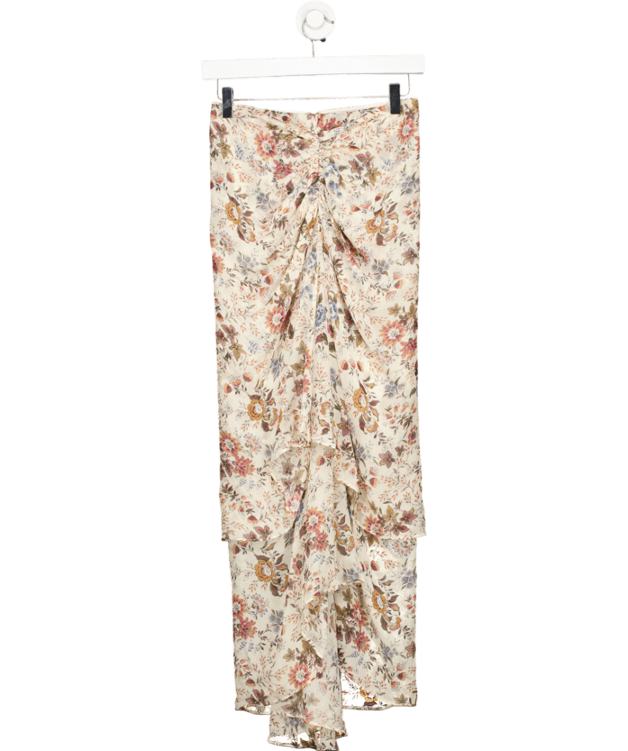 Veronica Beard Multicoloured Sira Silk Ruched High - low Skirt Sz0 UK 4 - Reliked