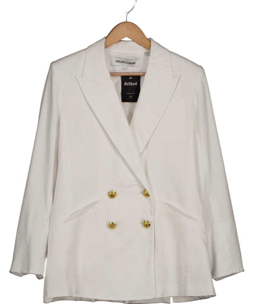 Veronica Beard White Linen - blend Blazer Us8 UK 12 - Reliked