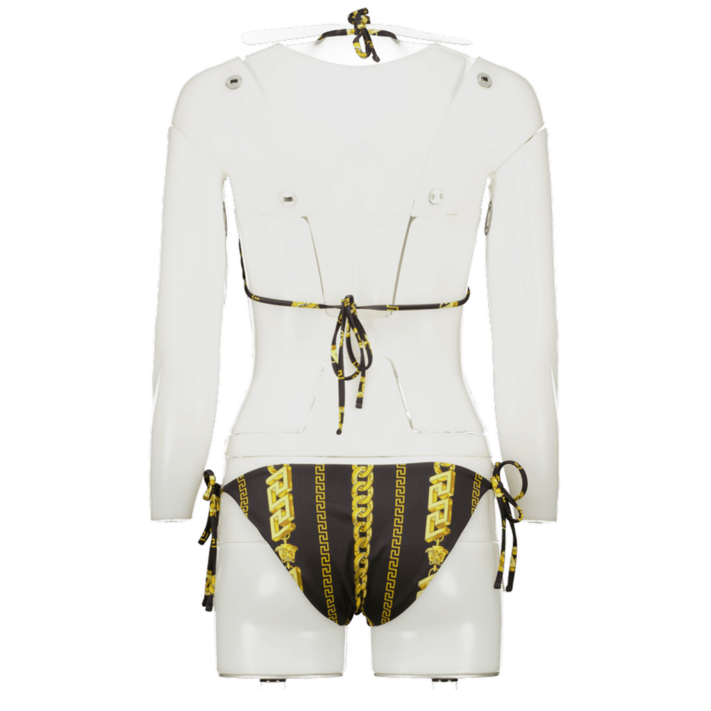 Versace Black . Gold Chain Print Bikini Set Bottoms Size Uk M / Top Size UK XL - Reliked