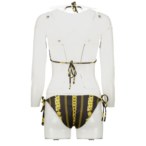 Versace Black . Gold Chain Print Bikini Set Bottoms Size Uk M / Top Size UK XL - Reliked