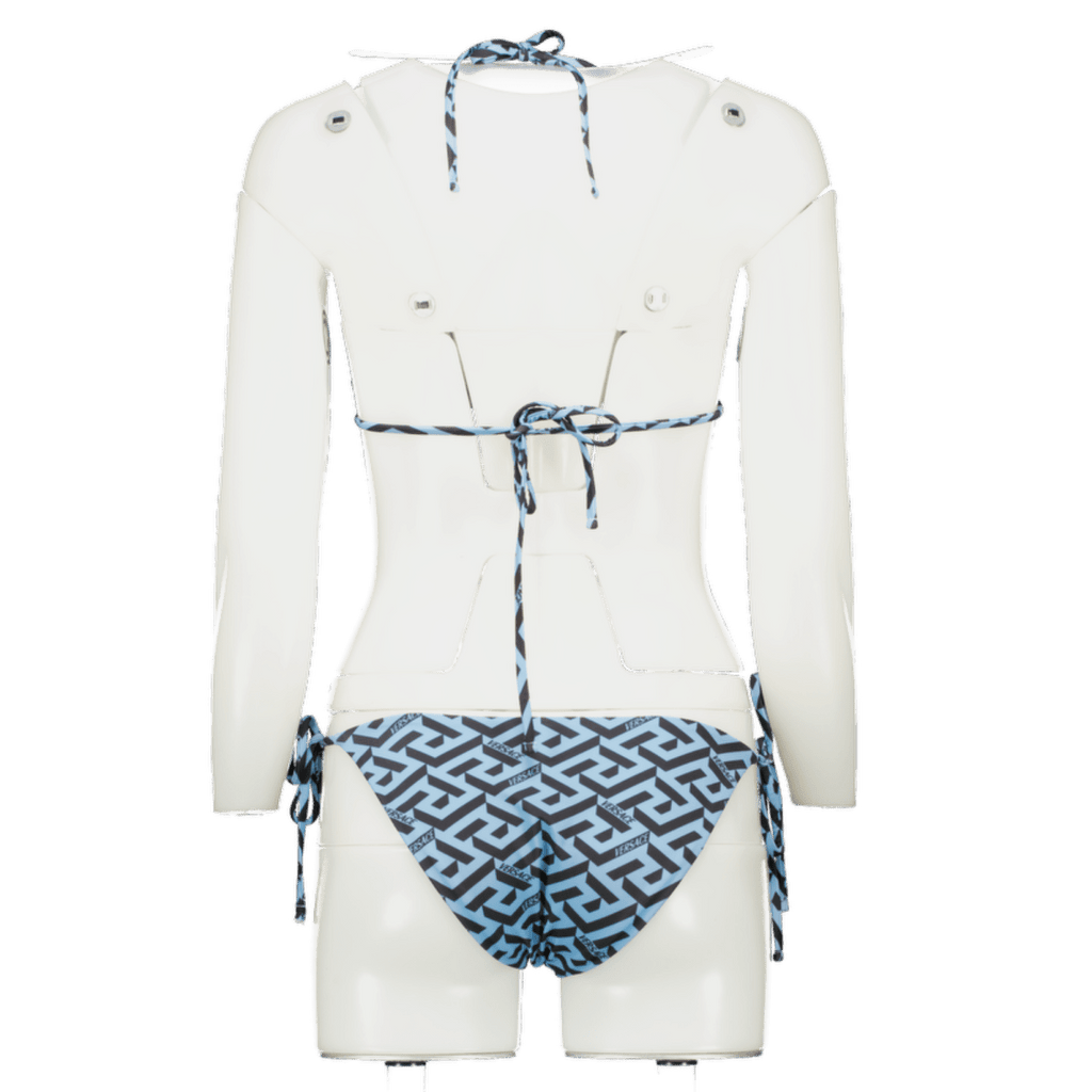 Versace Blue 2 - piece Logo Bikini Set Bottoms Size M Top Size UK XL - Reliked