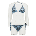 Versace Blue 2 - piece Logo Bikini Set Bottoms Size M Top Size UK XL - Reliked