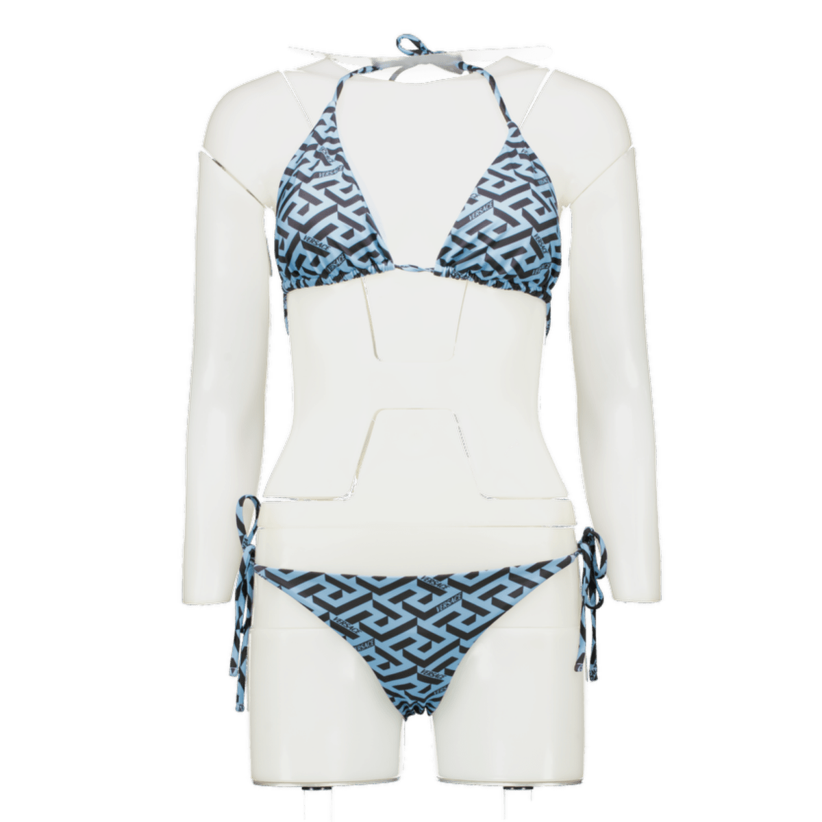 Versace Blue 2 - piece Logo Bikini Set Bottoms Size M Top Size UK XL - Reliked
