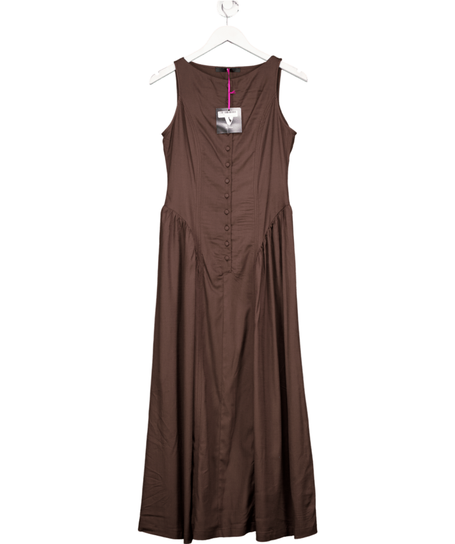 Very By Very Brown Dropped Waist Button Down Midaxi Dress UK 8 - Reliked
