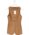 Very by very Brown Faux Suede Round Neck Waistcoat UK 8 - Reliked