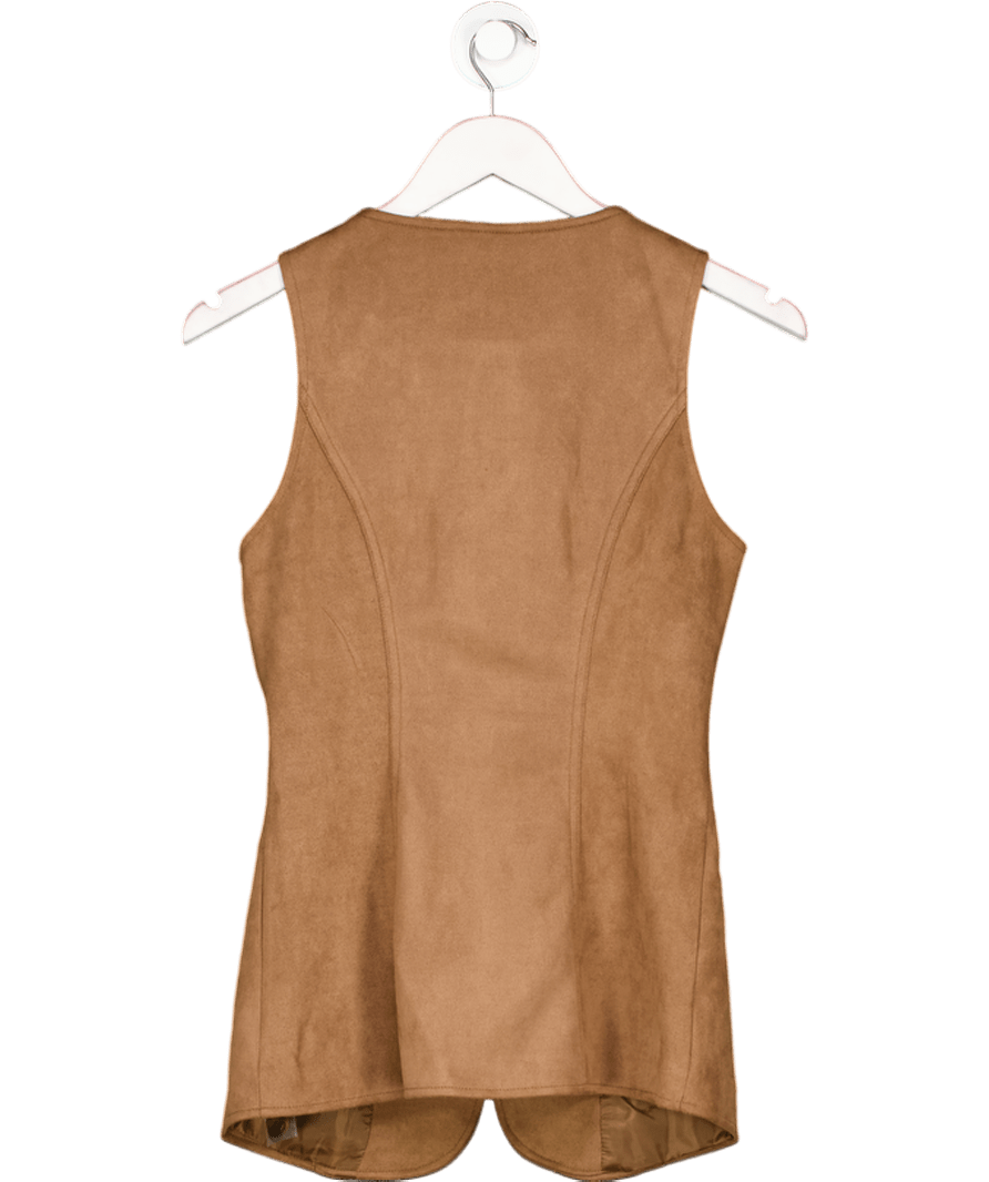Very by very Brown Faux Suede Round Neck Waistcoat UK 8 - Reliked