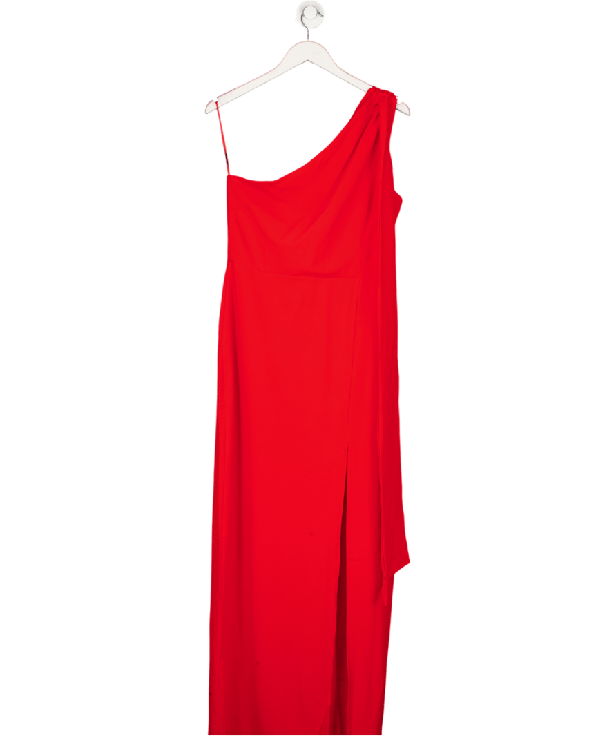 Vesper Red One Shoulder Midi Dress UK 12 - Reliked