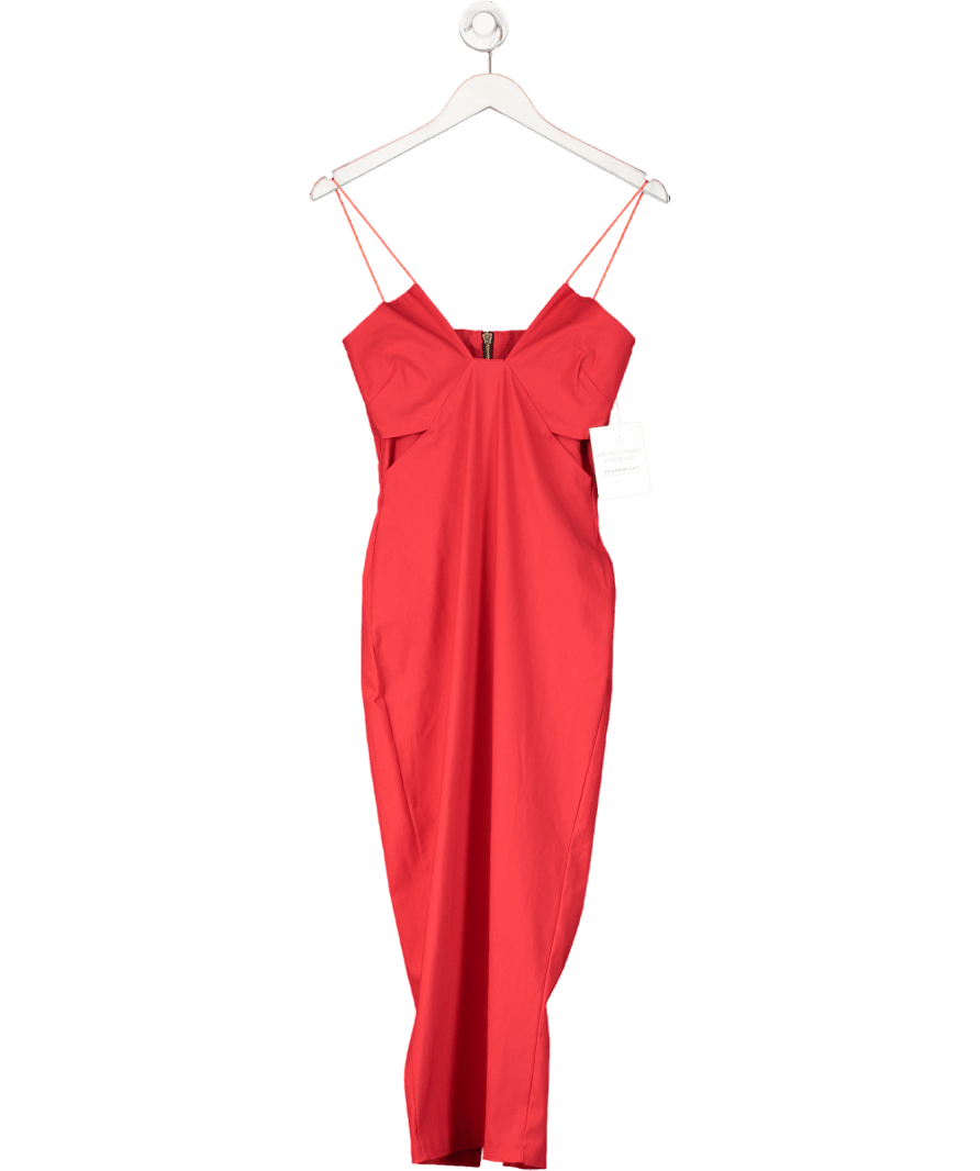 Vesper Red Strappy Cut Out Maxi Dress UK 8 - Reliked