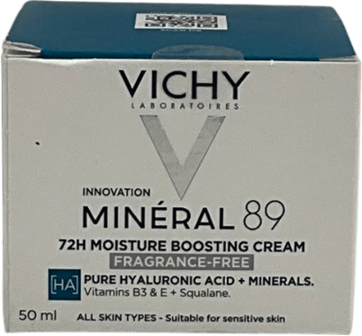 Vichy Mineral 89 72 Hr Hyaluronic Acid Moisture Boosting Cream Fragrance Free 50ml - Reliked