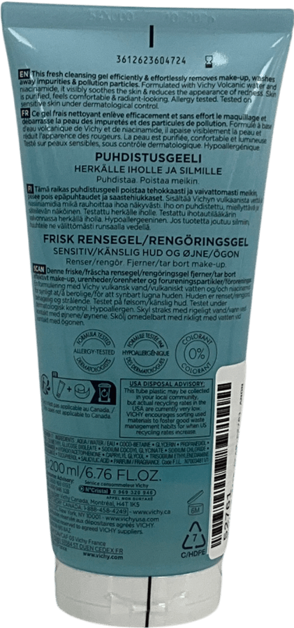 Vichy Pureté Thermale One Step Fresh Cleansing Gel For Sensitive Skin And Eyes 200ml - Reliked