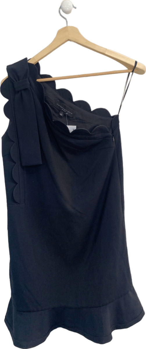 Victoria Beckham x Target Black Scalloped One Shoulder Dress UK S - Reliked