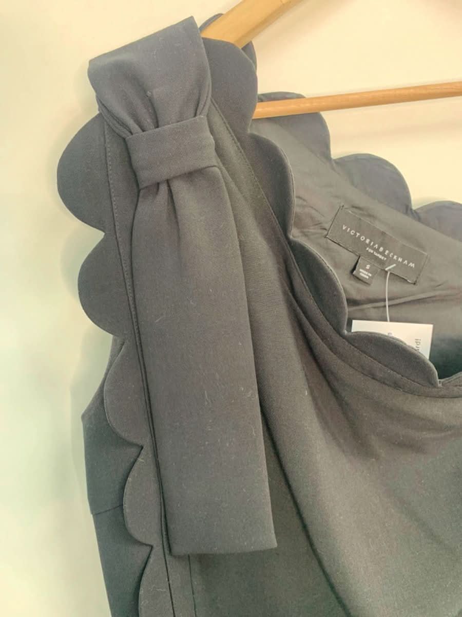 Victoria Beckham x Target Black Scalloped One Shoulder Dress UK S - Reliked